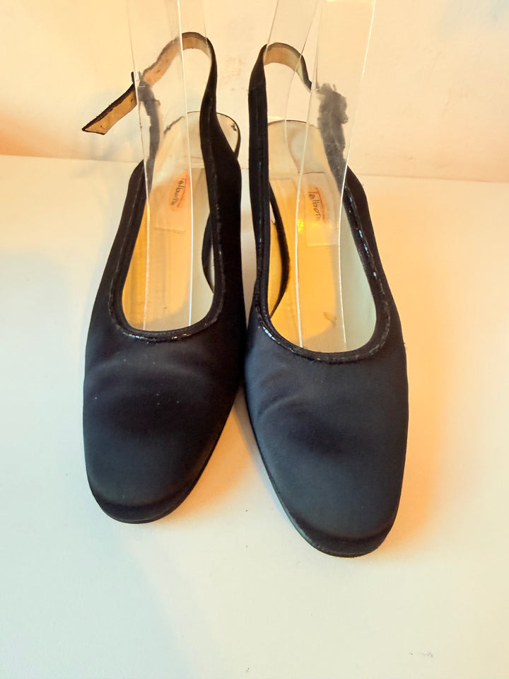Talbots Vintage Black Satin Dress Slingback Pumps Size 7