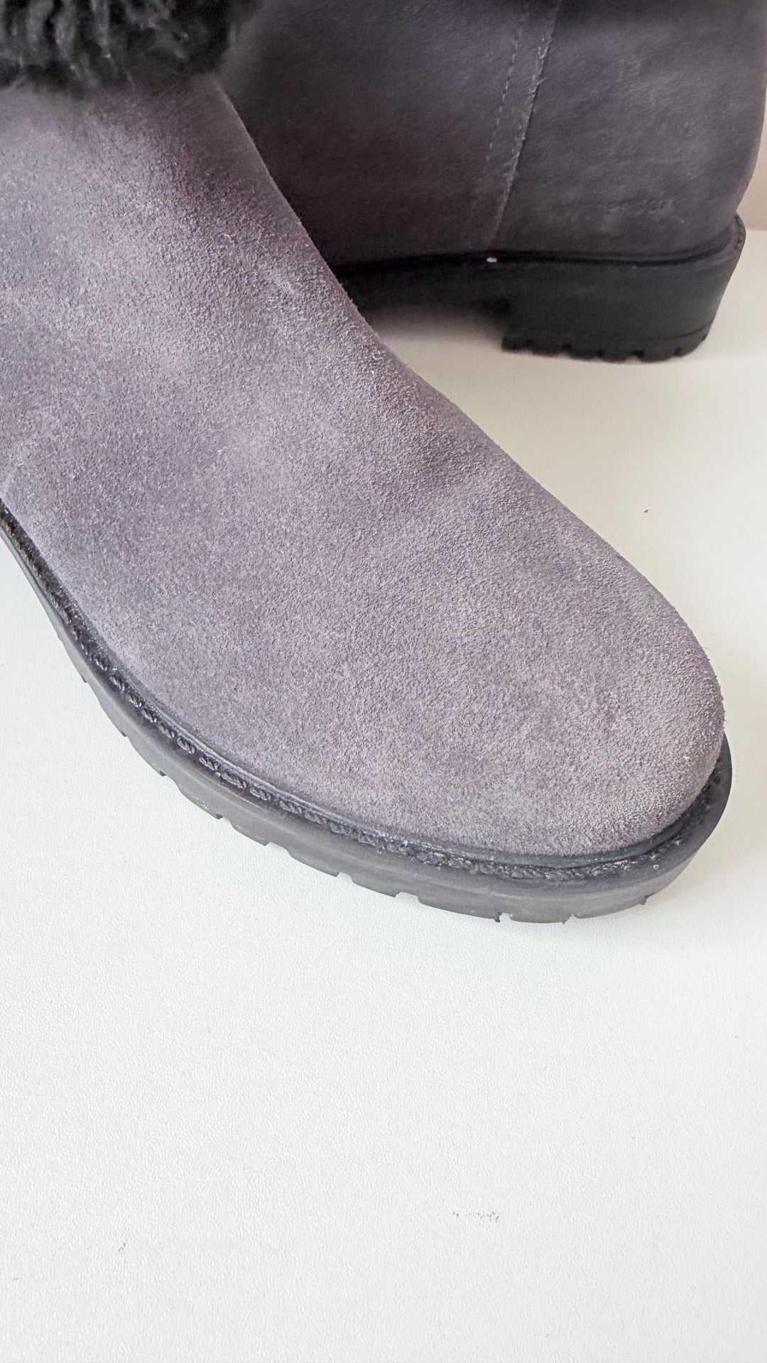 Cougar Kendall Faux Fur & Grey Suede Waterproof Ankle Boots Size 7