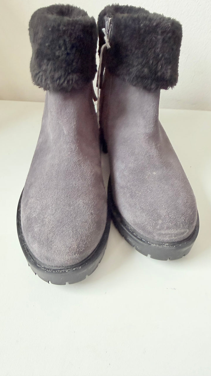 Cougar Kendall Faux Fur & Grey Suede Waterproof Ankle Boots Size 7