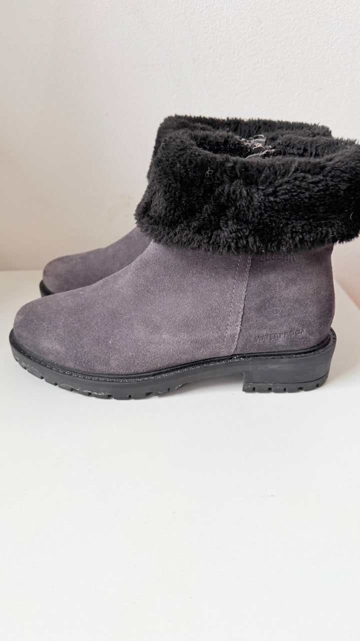 Cougar Kendall Faux Fur & Grey Suede Waterproof Ankle Boots Size 7