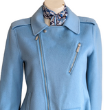 MICHAEL Michael Kors Blue Wool Moto Jacket Size Medium