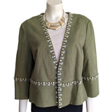 Tory Burch Avery Embellished Linen Blend Blazer Size 12