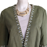 Tory Burch Avery Embellished Linen Blend Blazer Size 12