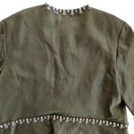 Tory Burch Avery Embellished Linen Blend Blazer Size 12