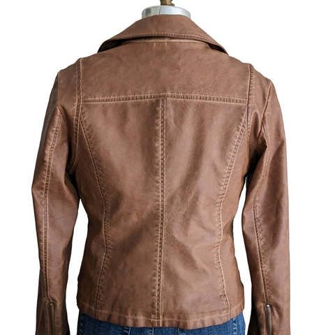 Leather biker jacket Max & Co Beige size 42 IT in Leather - 35336091
