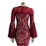 Fashion Nova Red Lace Mini Dress Size XS