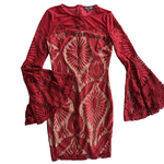 Fashion Nova Red Lace Mini Dress Size XS