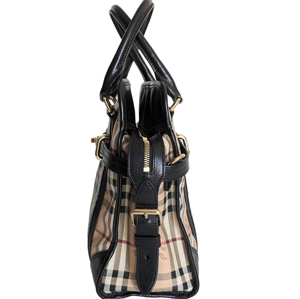 Burberry Haymarket Check Minford Portrait Tote-Chocolate