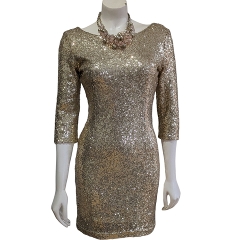 Dainty Hooligan Gold Sequin Dress Size Small