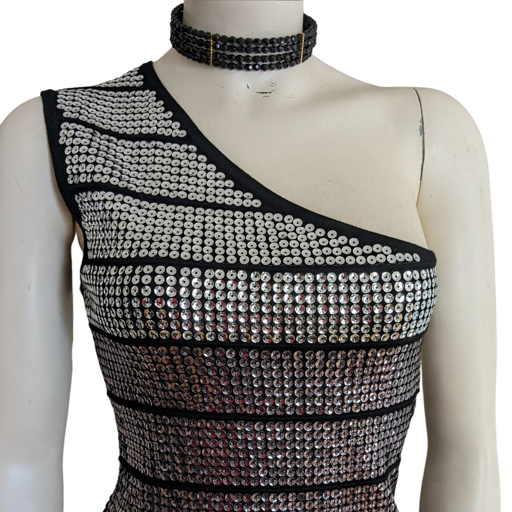 Arden B One Shoulder Sequin Dress Size Medium by C J Collection