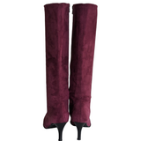 Pierre & Louise Burgundy Suede Tall Boots Size 39