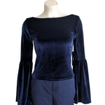 Lulu's Blue Velvet Top Size Medium