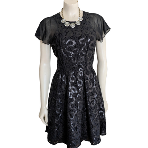 Andrew Marc Sequined Lace Fit and Flare Dress Size 6