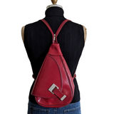 Italian Leather Red Convertible Backpack