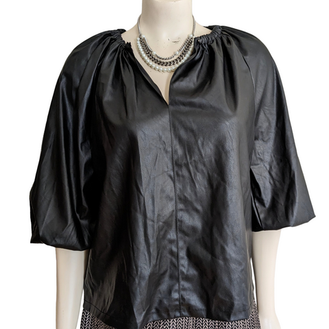 WhoWhatWear Faux Leather Top Size Medium