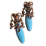 Copper and Aqua Enamel Jewelry Set