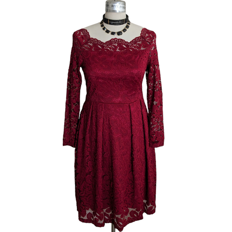 Red Lace Cocktail Dress Size Medium