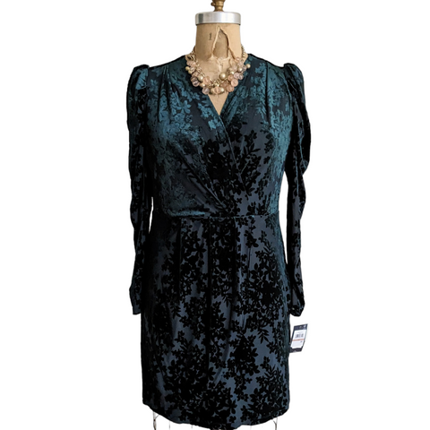 Tommy Hilfiger Green Burnout Velvet Cocktail Dress Size 12 NWT