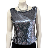 Papell Boutique Silk Sequin Top Size Medium