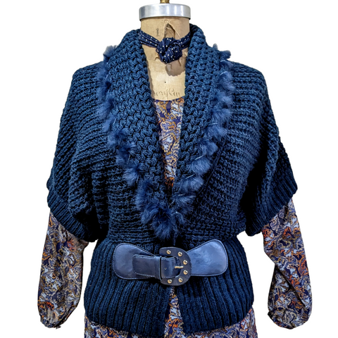 Only Fashion Navy Belted Cardigan Size XL
