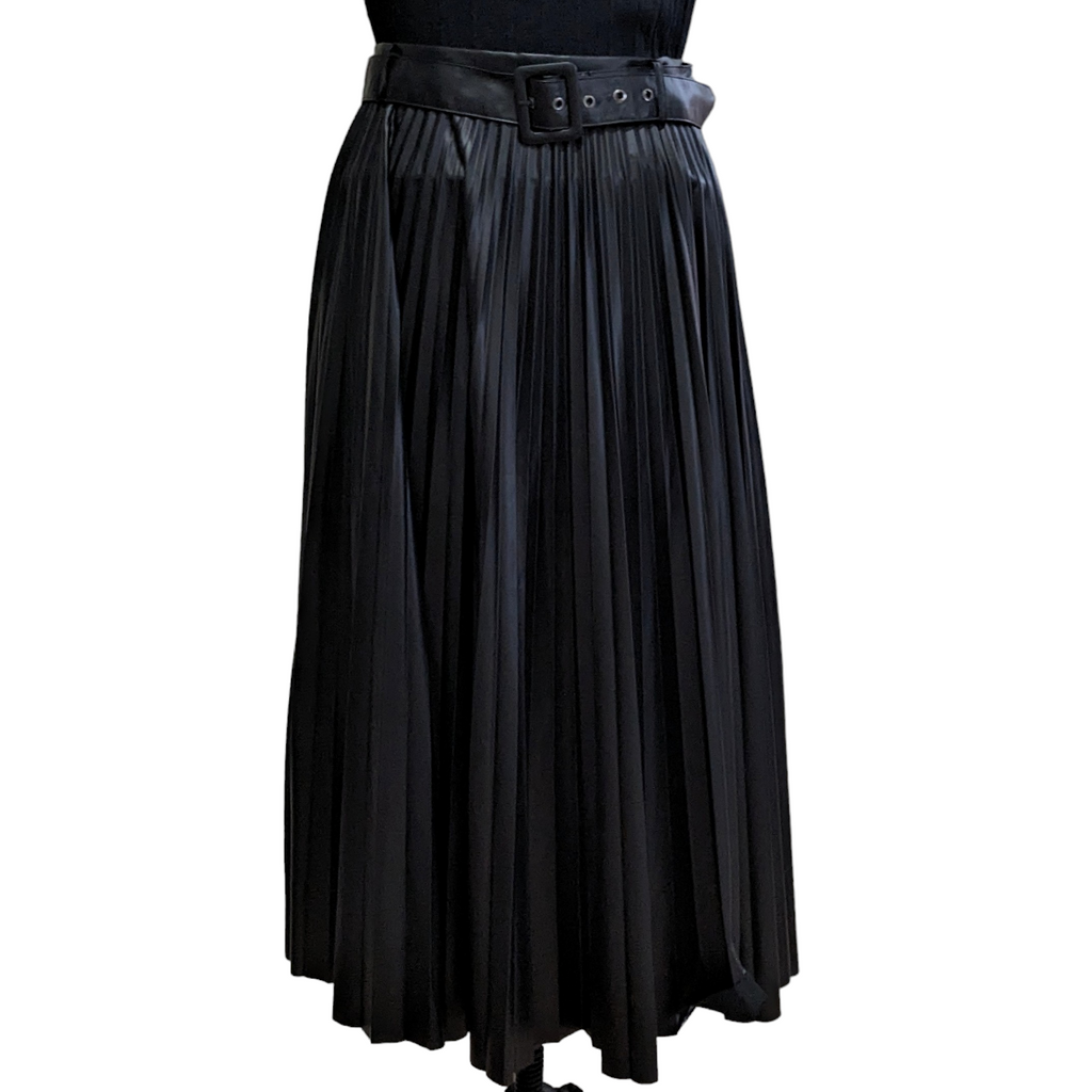 Zara Pleated Faux Leather Midi Skirt Size XL NWT by C J Collect