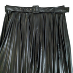 Zara Pleated Faux Leather Midi Skirt Size XL NWT