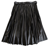 Zara Pleated Faux Leather Midi Skirt Size XL NWT