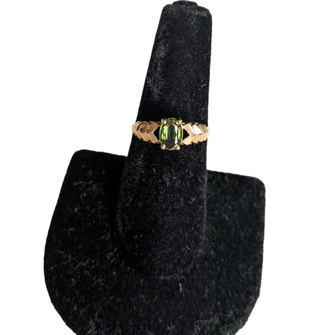 Green Sapphire and 14K Ring Size 6