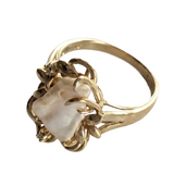 Keshi Baroque Pearl Ring with Diamond Accents Size 7