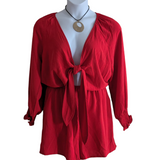 Red Long Sleeve Romper Size Large