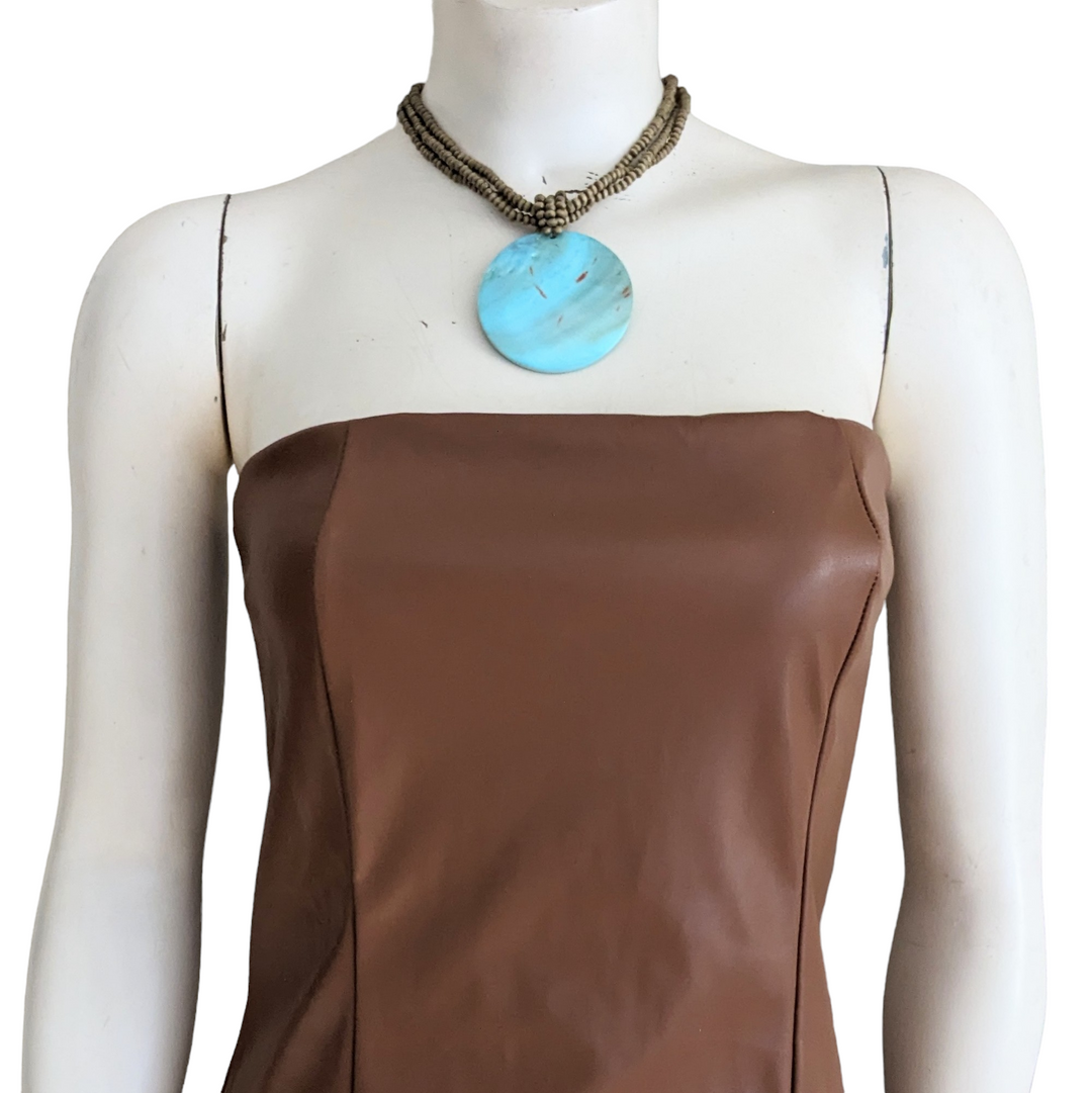 Faux Leather Strapless Dress Size Large