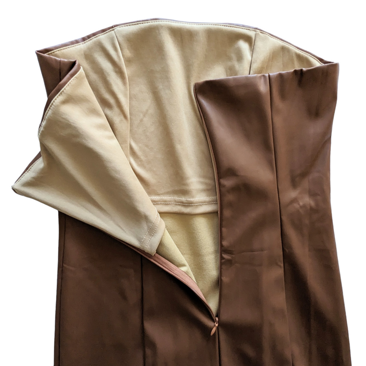 Faux Leather Strapless Dress Size Large