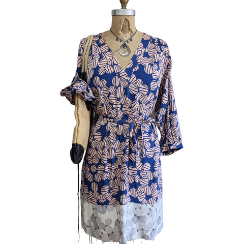 Diane von Furstenberg New Cahill Mixed Print Silk Dress Size 14