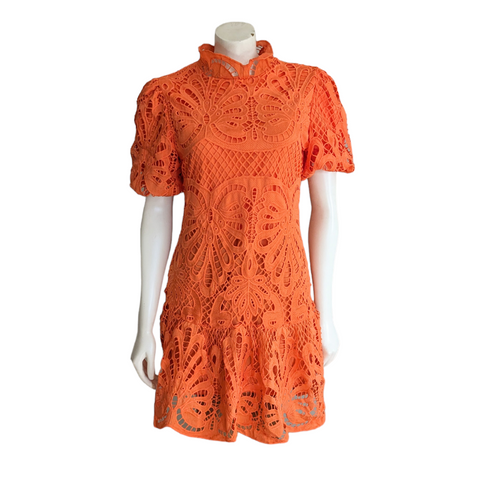 Noracora Orange Lace Mini Dress Size Medium NWT