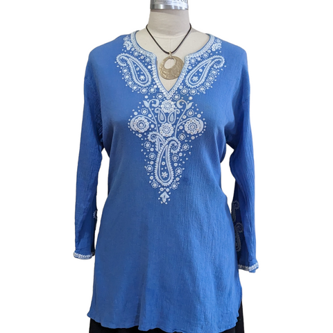 Sulu Linen Embroidered Tunic Size 16