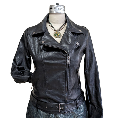 Elodie Faux Leather Moto Jacket Size Medium