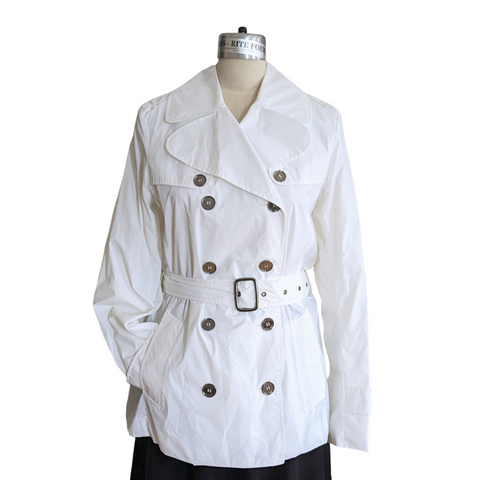 Burberry White Nylon Trench Coat Size 12