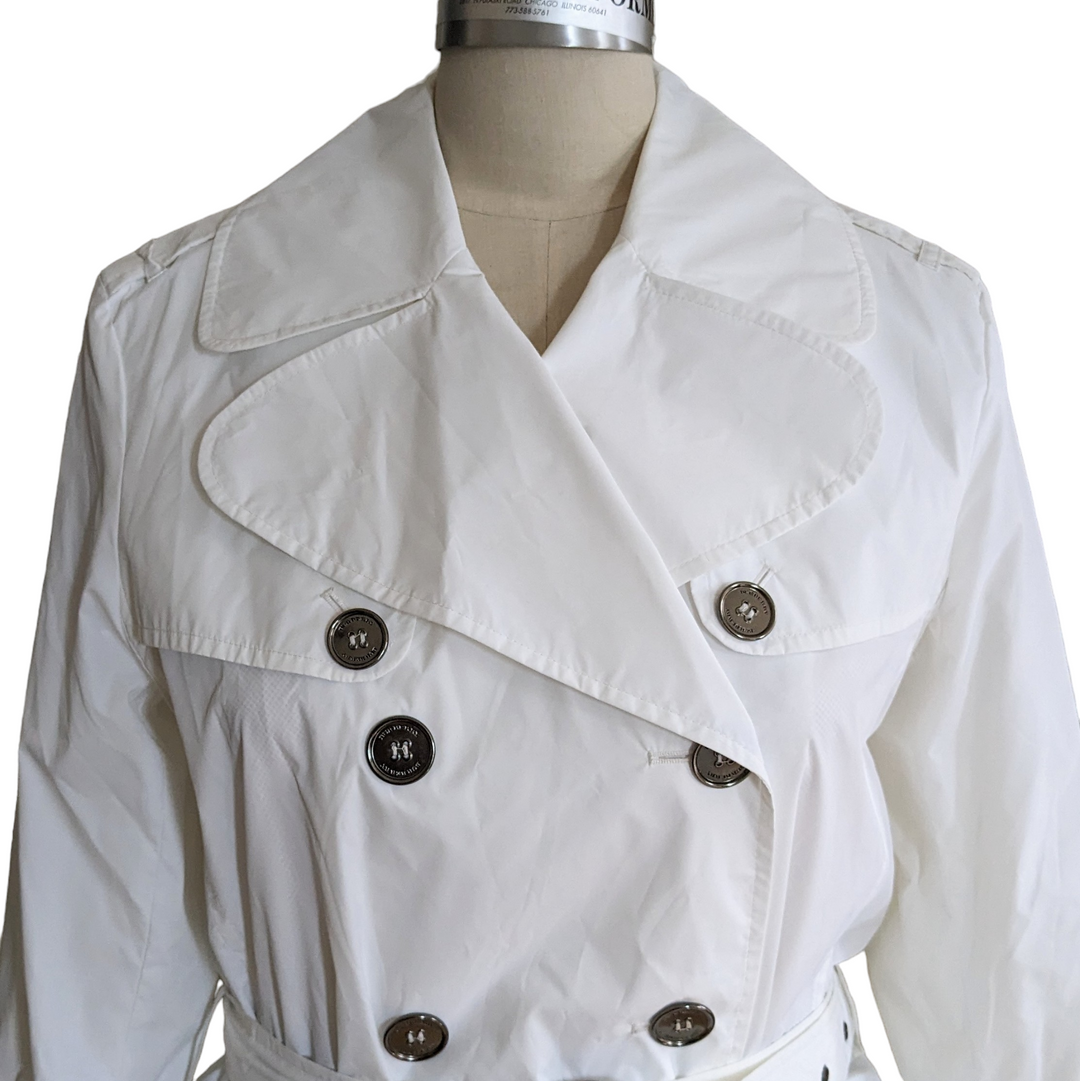 Burberry White Nylon Trench Coat Size 12