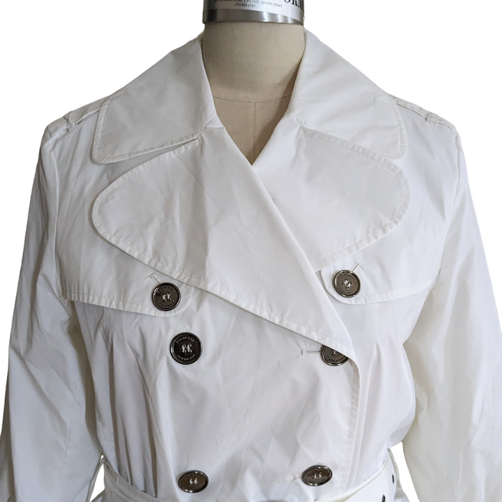 Burberry White Nylon Trench Coat Size 12