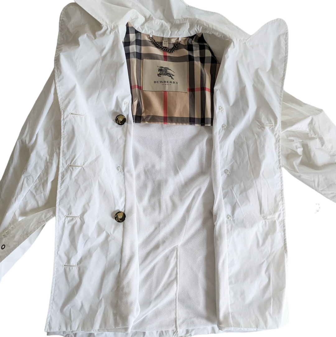 Burberry White Nylon Trench Coat Size 12