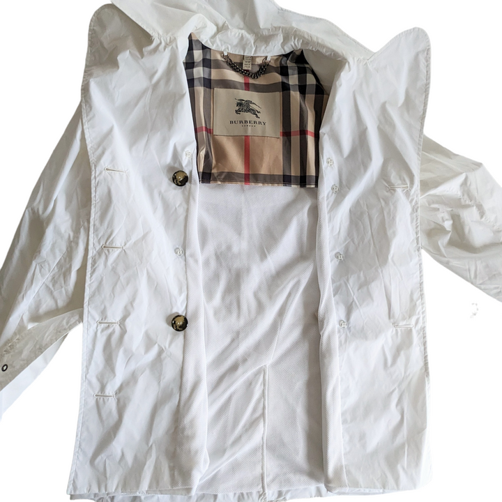 Burberry White Nylon Trench Coat Size 12