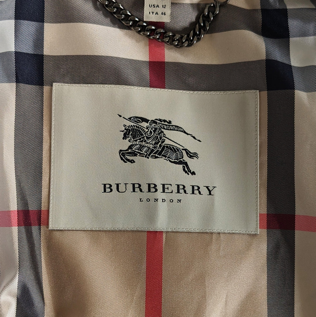 Burberry White Nylon Trench Coat Size 12