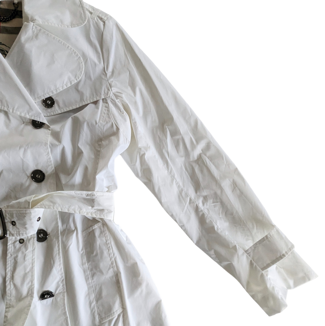 Burberry White Nylon Trench Coat Size 12