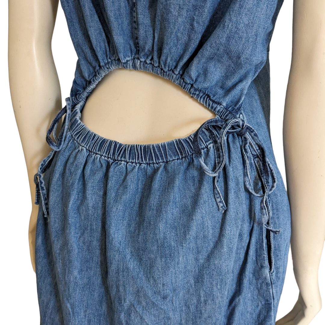 GAP Denim Utility Dress with Back Cutout Size Small