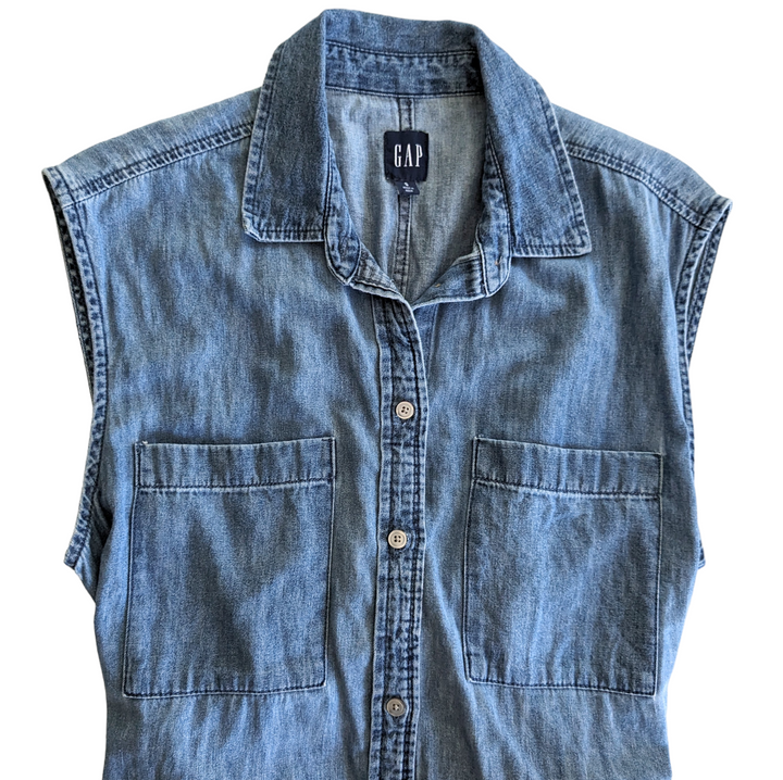 GAP Denim Utility Dress with Back Cutout Size Small