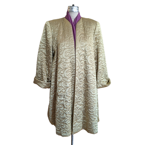 Farinae Vintage Quilted Evening Coat Size Large