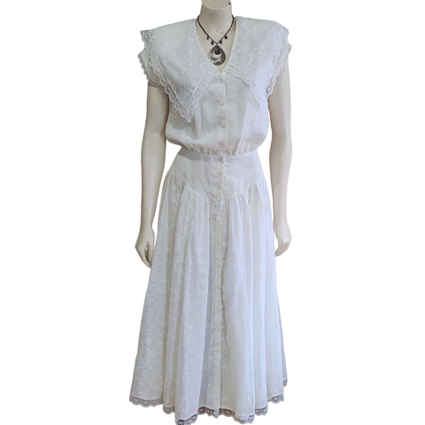 Gunne Sax by Jessica McClintock White Prairie Dress Size 7