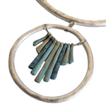 Hammered Silver Pendant with Turquoise Accents