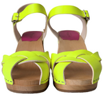 Swedish Hasbeens Kringlan Neon Yellow Sandals Size 6.5