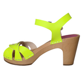 Swedish Hasbeens Kringlan Neon Yellow Sandals Size 6.5